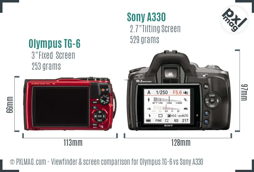 Olympus TG-6 vs Sony A330 Screen and Viewfinder comparison