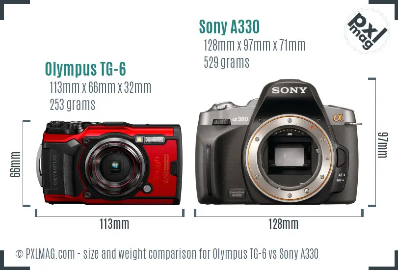 Olympus TG-6 vs Sony A330 size comparison