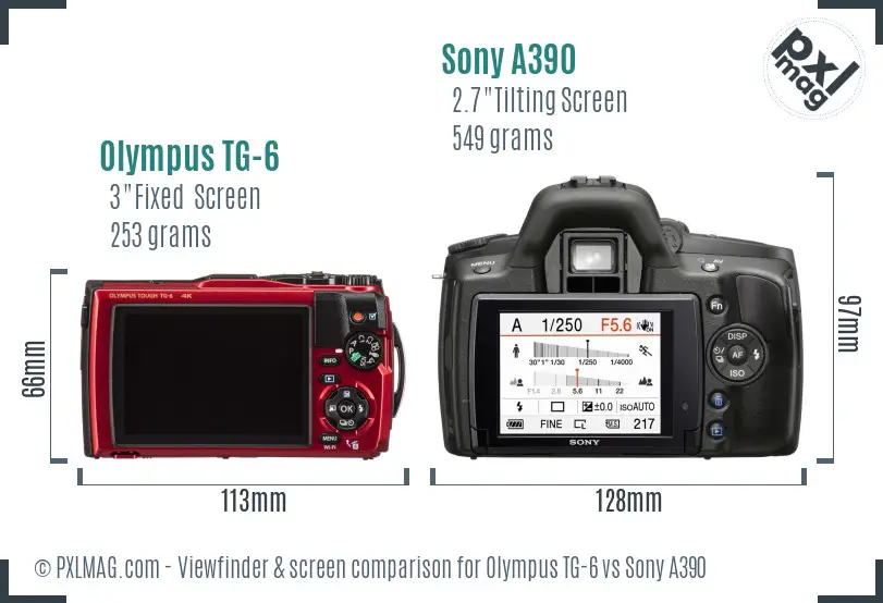 Olympus TG-6 vs Sony A390 Screen and Viewfinder comparison