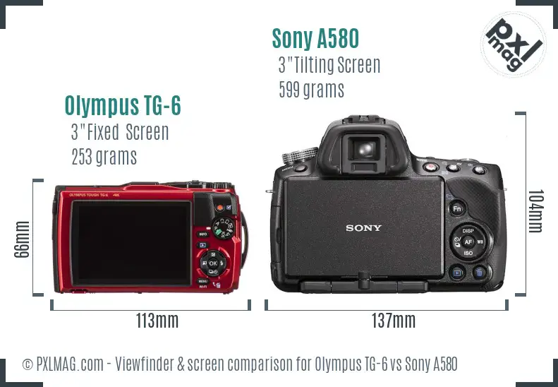 Olympus TG-6 vs Sony A580 Screen and Viewfinder comparison