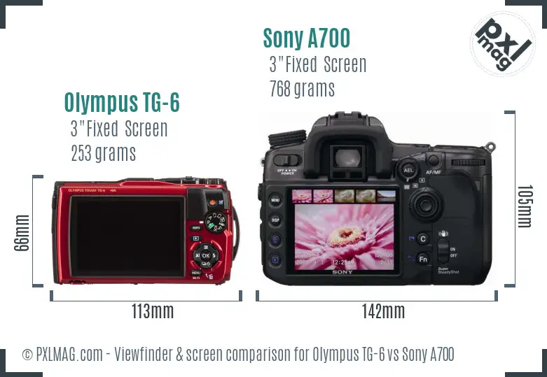Olympus TG-6 vs Sony A700 Screen and Viewfinder comparison