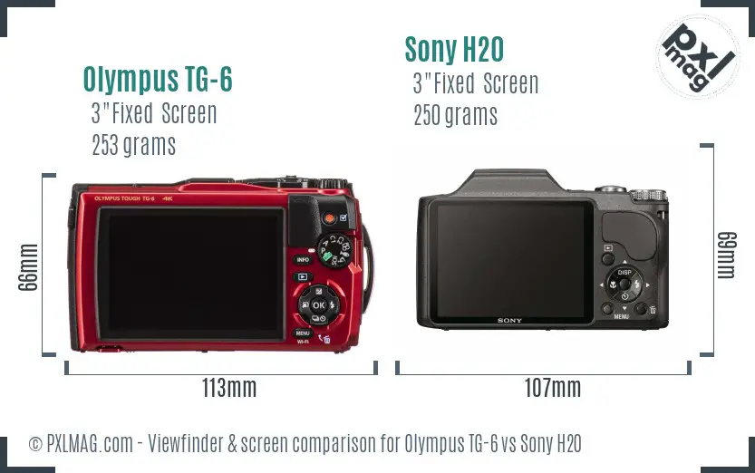 Olympus TG-6 vs Sony H20 Screen and Viewfinder comparison