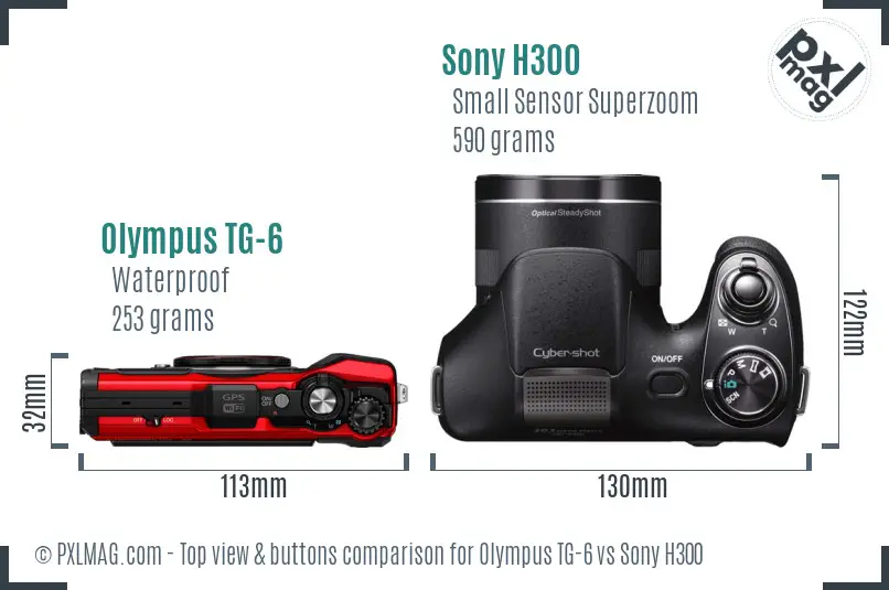 Olympus TG-6 vs Sony H300 top view buttons comparison