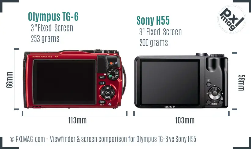 Olympus TG-6 vs Sony H55 Screen and Viewfinder comparison