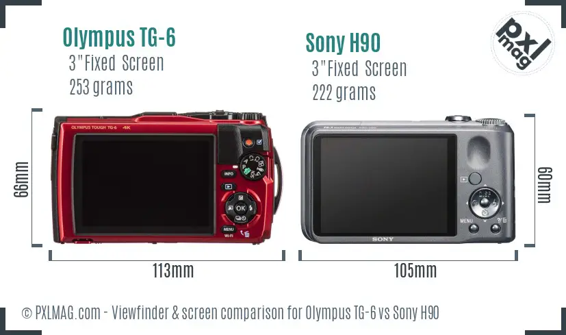 Olympus TG-6 vs Sony H90 Screen and Viewfinder comparison