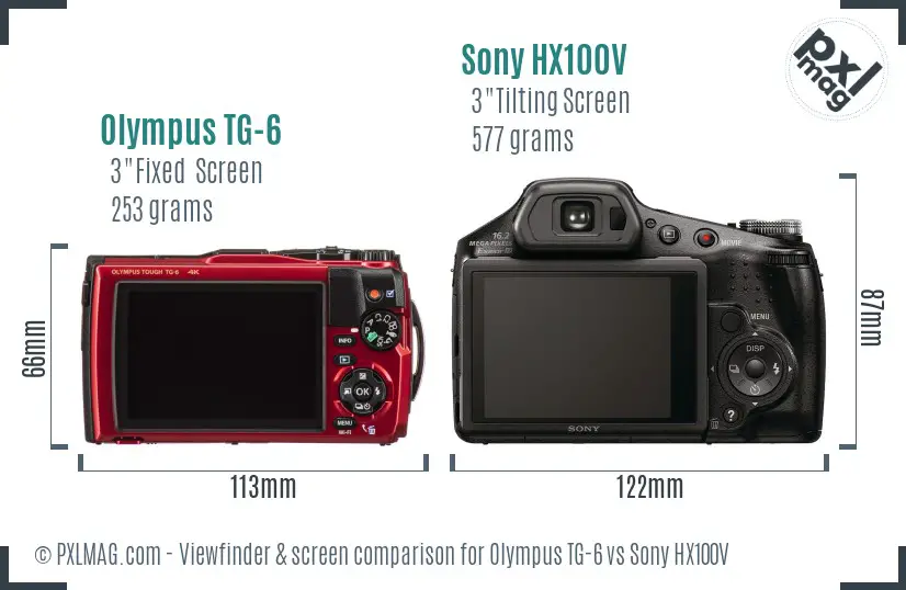 Olympus TG-6 vs Sony HX100V Screen and Viewfinder comparison
