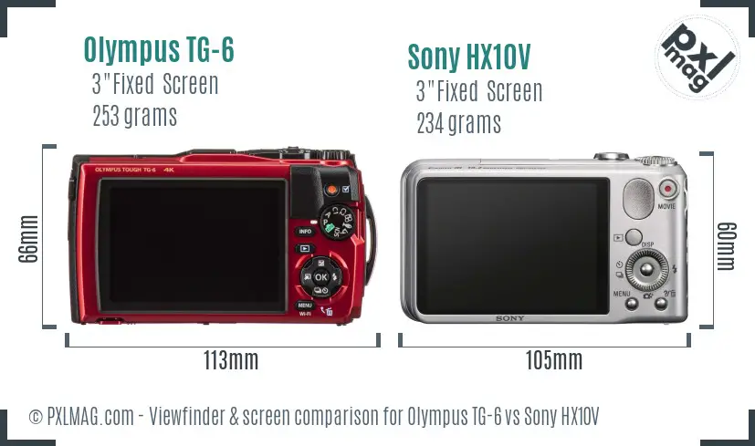 Olympus TG-6 vs Sony HX10V Screen and Viewfinder comparison