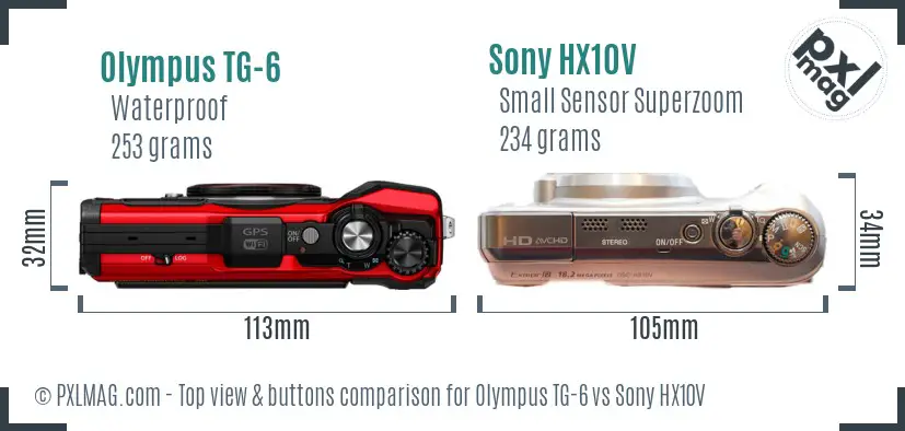 Olympus TG-6 vs Sony HX10V top view buttons comparison