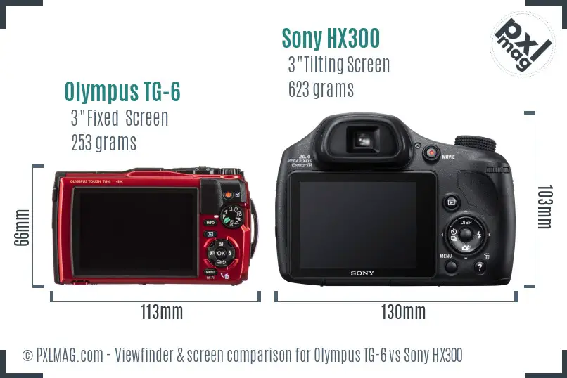 Olympus TG-6 vs Sony HX300 Screen and Viewfinder comparison