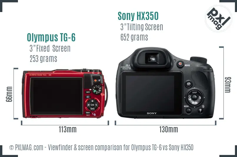 Olympus TG-6 vs Sony HX350 Screen and Viewfinder comparison