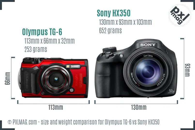 Olympus TG-6 vs Sony HX350 size comparison