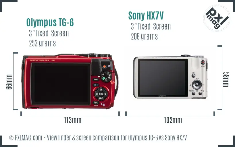 Olympus TG-6 vs Sony HX7V Screen and Viewfinder comparison