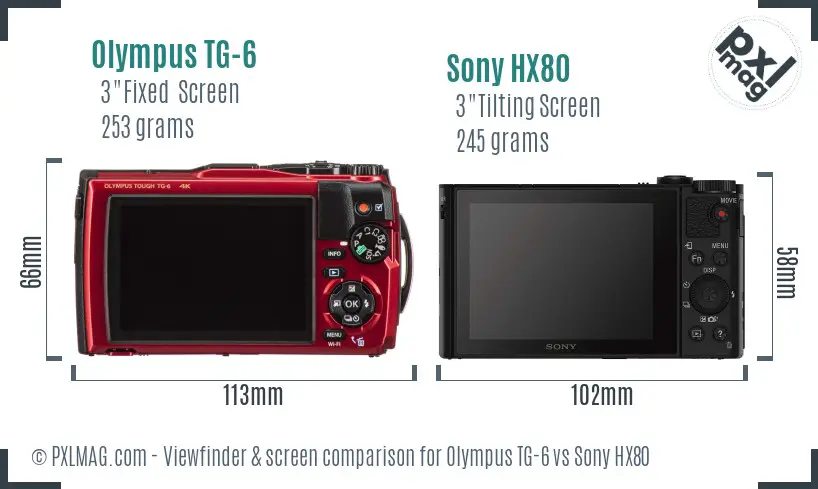Olympus TG-6 vs Sony HX80 Screen and Viewfinder comparison