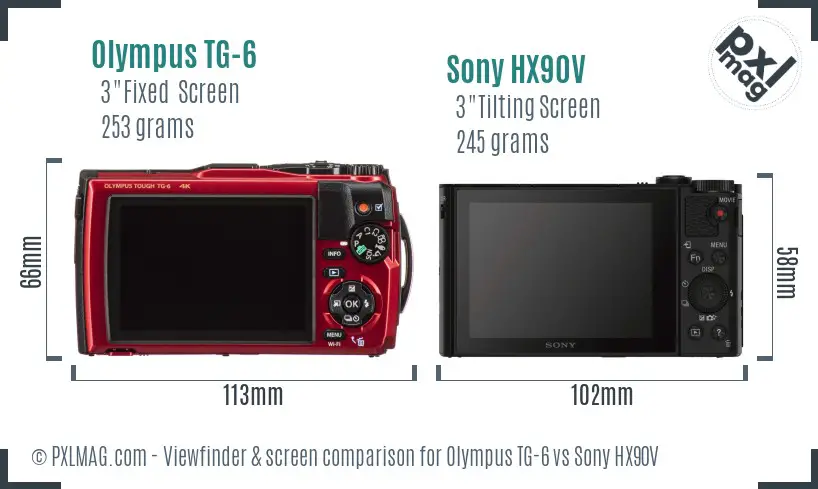 Olympus TG-6 vs Sony HX90V Screen and Viewfinder comparison