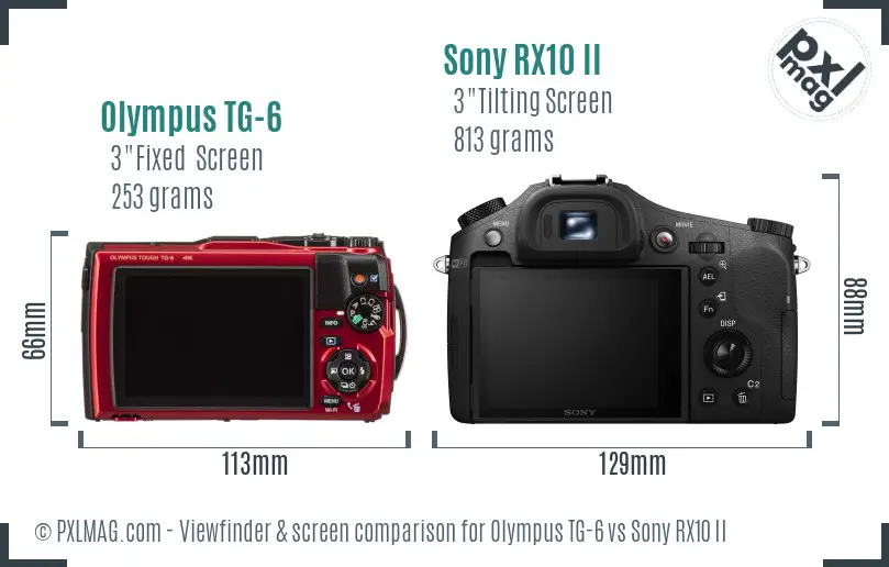 Olympus TG-6 vs Sony RX10 II Screen and Viewfinder comparison