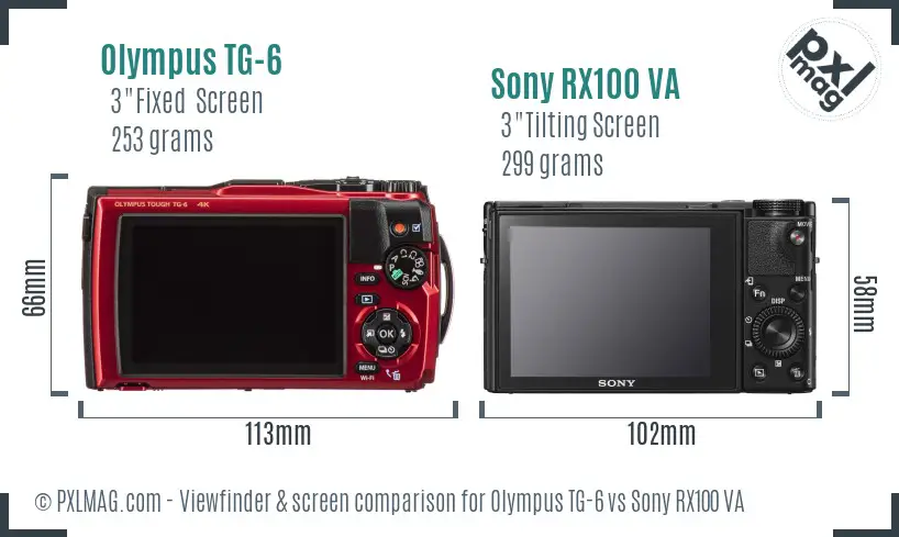 Olympus TG-6 vs Sony RX100 VA Screen and Viewfinder comparison