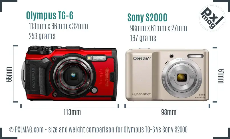 Olympus TG-6 vs Sony S2000 size comparison