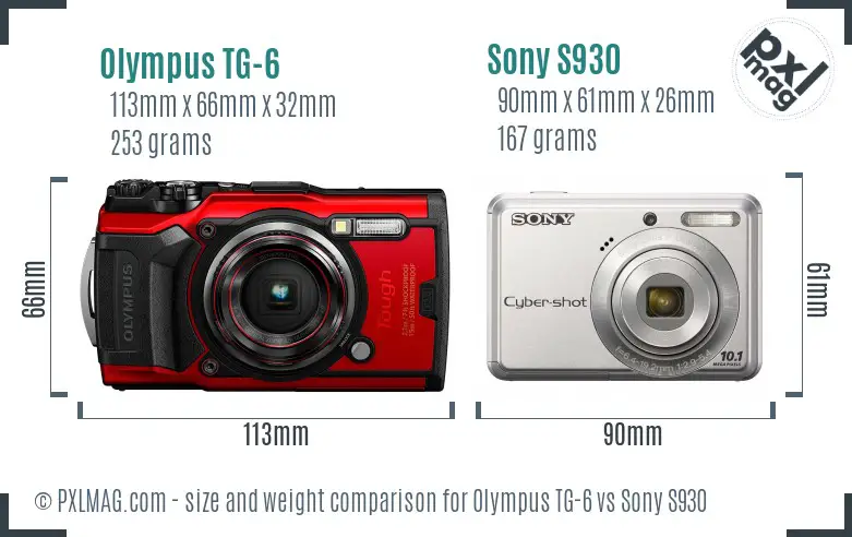 Olympus TG-6 vs Sony S930 size comparison