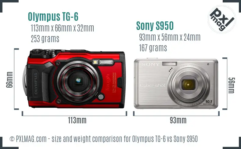 Olympus TG-6 vs Sony S950 size comparison