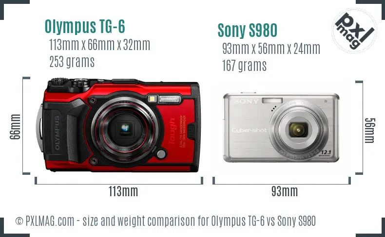 Olympus TG-6 vs Sony S980 size comparison