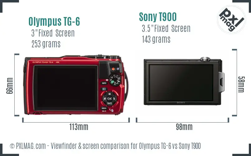 Olympus TG-6 vs Sony T900 Screen and Viewfinder comparison