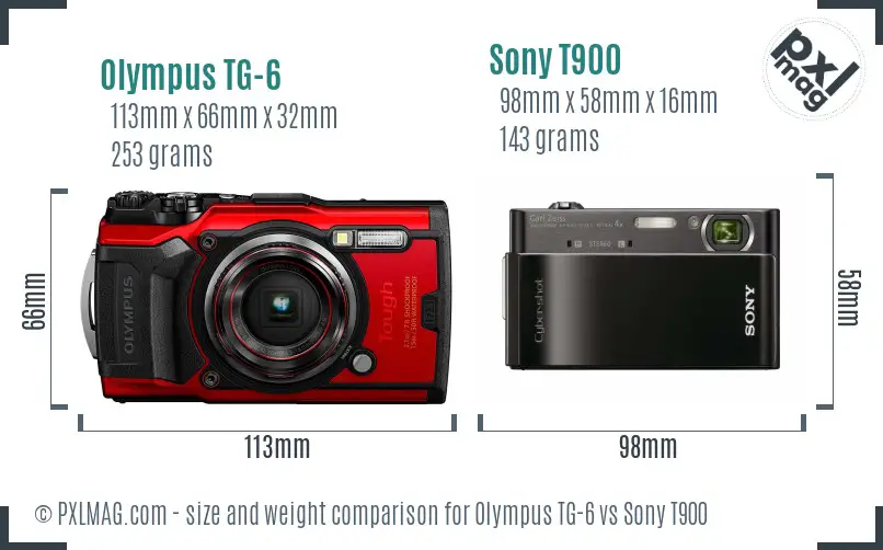 Olympus TG-6 vs Sony T900 size comparison