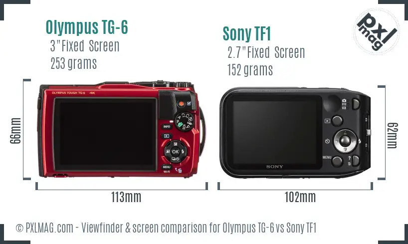 Olympus TG-6 vs Sony TF1 Screen and Viewfinder comparison