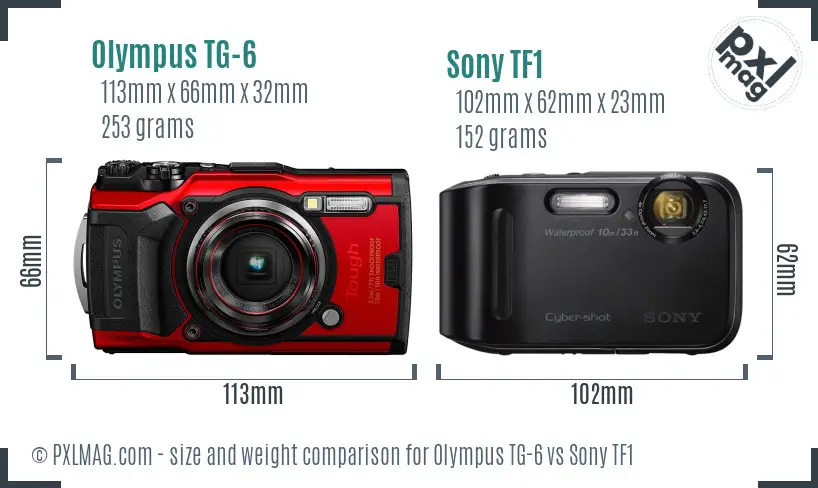 Olympus TG-6 vs Sony TF1 size comparison