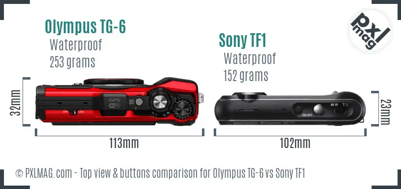 Olympus TG-6 vs Sony TF1 top view buttons comparison