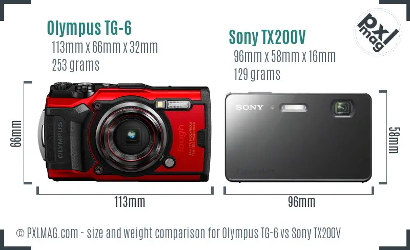 Olympus TG-6 vs Sony TX200V size comparison