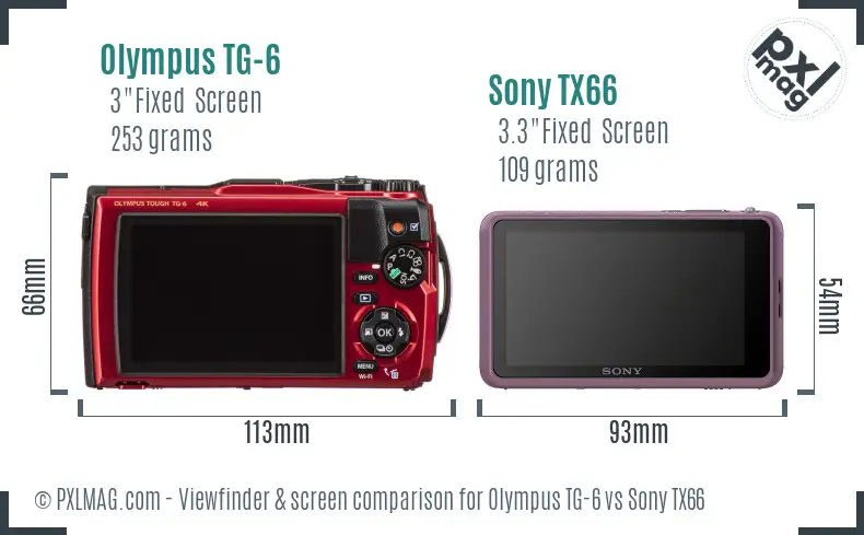 Olympus TG-6 vs Sony TX66 Screen and Viewfinder comparison