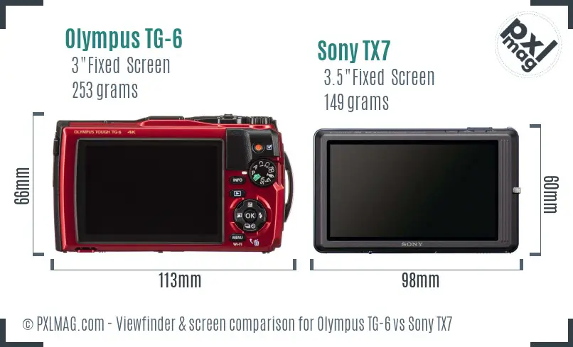 Olympus TG-6 vs Sony TX7 Screen and Viewfinder comparison