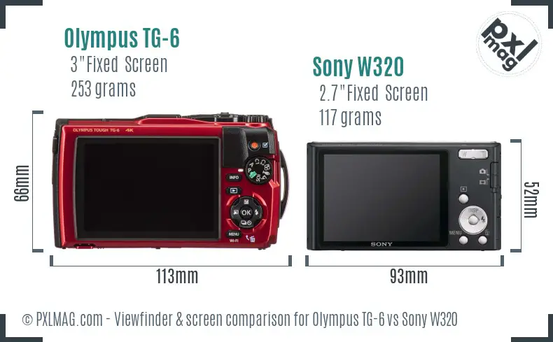Olympus TG-6 vs Sony W320 Screen and Viewfinder comparison Olympus TG-6 vs Sony W320 Screen and Viewfinder comparison