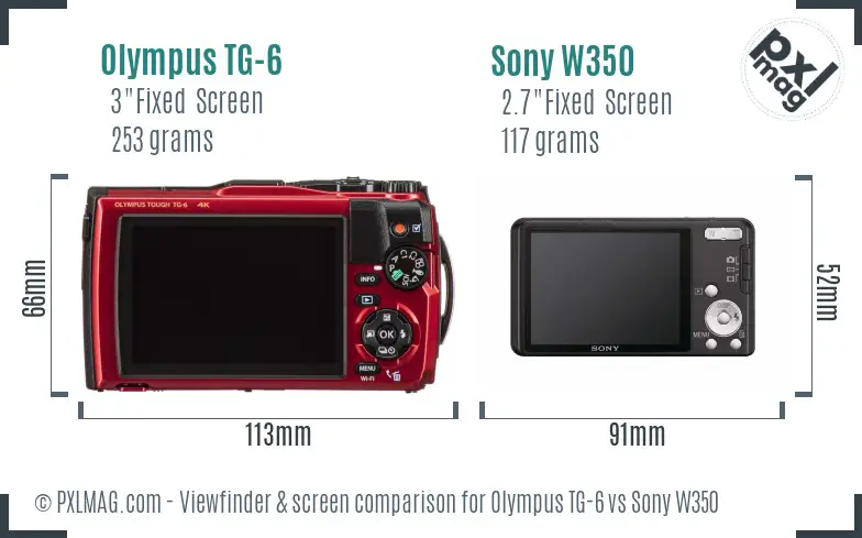 Olympus TG-6 vs Sony W350 Screen and Viewfinder comparison