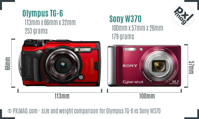 Olympus TG-6 vs Sony W370 size comparison