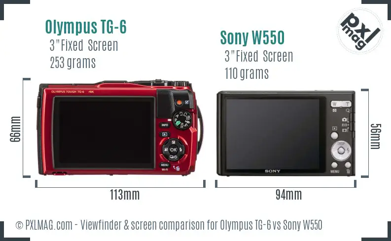 Olympus TG-6 vs Sony W550 Screen and Viewfinder comparison