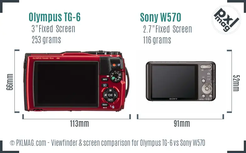 Olympus TG-6 vs Sony W570 Screen and Viewfinder comparison