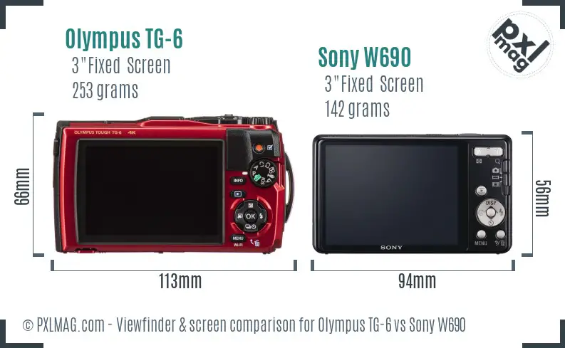 Olympus TG-6 vs Sony W690 Screen and Viewfinder comparison