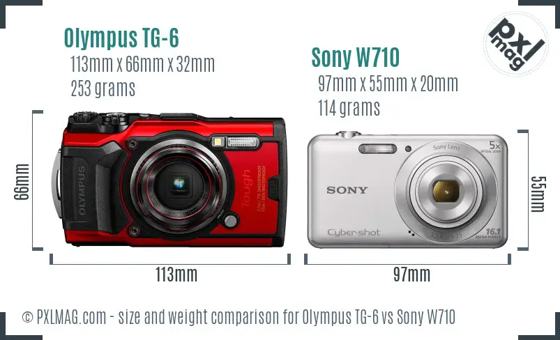 Olympus TG-6 vs Sony W710 size comparison