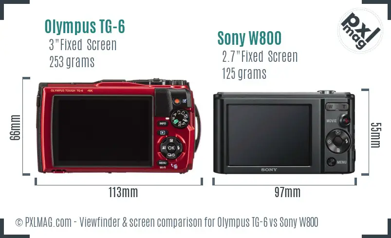 Olympus TG-6 vs Sony W800 Screen and Viewfinder comparison