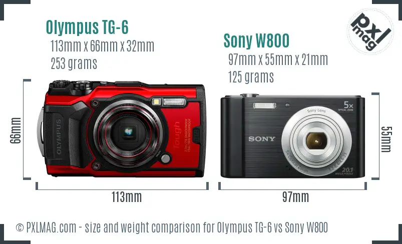 Olympus TG-6 vs Sony W800 size comparison