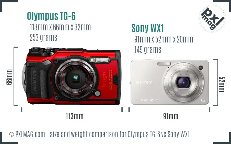 Olympus TG-6 vs Sony WX1 size comparison