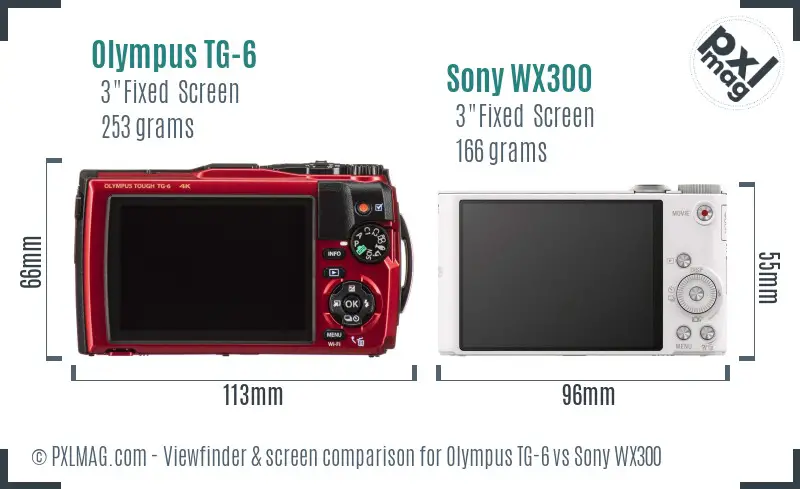 Olympus TG-6 vs Sony WX300 Screen and Viewfinder comparison