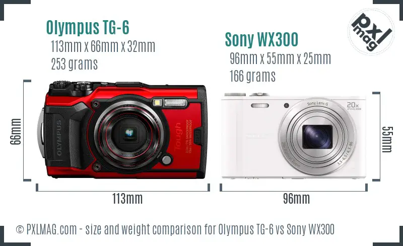 Olympus TG-6 vs Sony WX300 size comparison