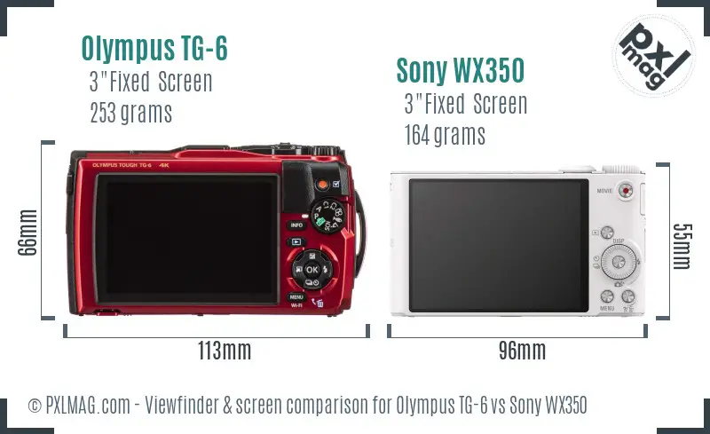 Olympus TG-6 vs Sony WX350 Screen and Viewfinder comparison