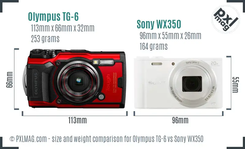 Olympus TG-6 vs Sony WX350 size comparison