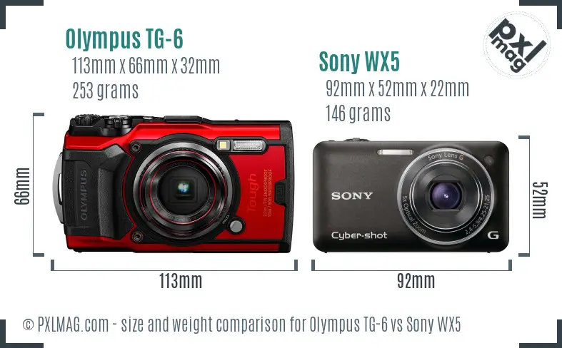 Olympus TG-6 vs Sony WX5 size comparison