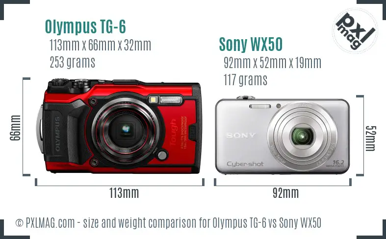 Olympus TG-6 vs Sony WX50 size comparison