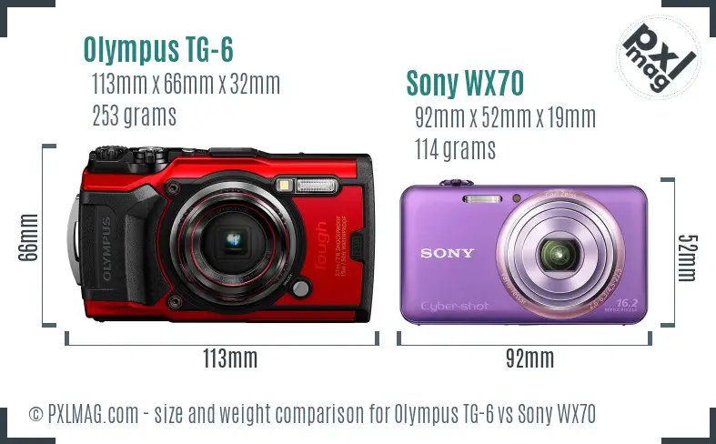 Olympus TG-6 vs Sony WX70 size comparison