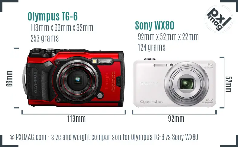 Olympus TG-6 vs Sony WX80 size comparison